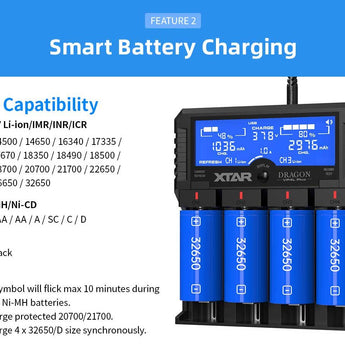 XTAR Dragon VP4L Plus 4 Slot Professional Battery Charger and Tester