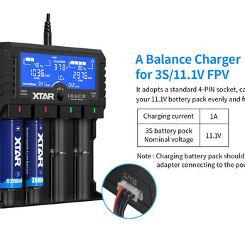 XTAR Dragon VP4L Plus 4 Slot Professional Battery Charger and Tester