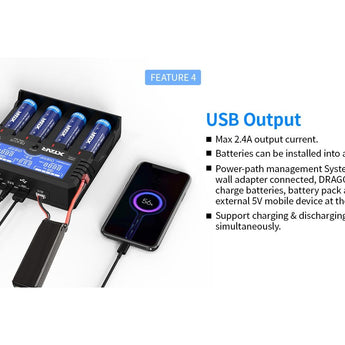 XTAR Dragon VP4L Plus 4 Slot Professional Battery Charger and Tester