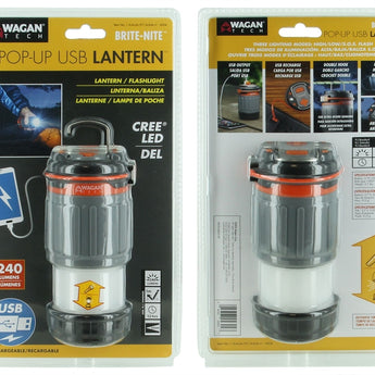 Wagan Brite-Nite POP-UP USB LED Lantern - CREE LED - 240 Lumens - USB Rechargeable