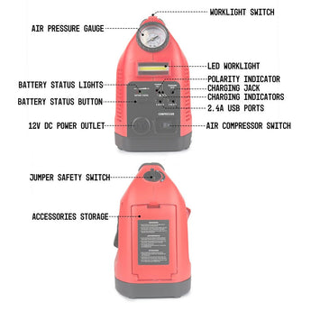 Wagan JumpBoost V6 Air - Jump Starter with 150 PSI Air Compressor and 10 LED Work Light