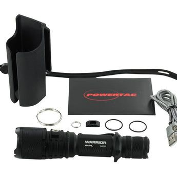 Powertac Warrior G4FL Rechargeable LED Flashlight - 4200 Lumens - CREE XHP70 - Uses 1 x 18650 (included) or 2 x CR123A