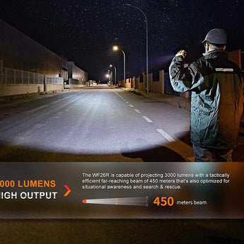 Fenix WF26R Rechargeable LED Flashlight - 3000 Lumens - Includes 1 x 21700