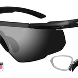 Wiley X Saber Advanced Changeable Sunglasses with High Velocity Protection - Matte Black Frame with Smoke Grey - Light Rust - Vermillion Lens Kit with Rx Insert (309RX)