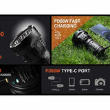 Acebeam X50 2.0 High Intensity USB-C Rechargeable Handheld Searchlight - 45000 Lumens - Uses Built-In 10.8V 4250mAh Li-ion Battery Pack - Cool or Neutral White LEDs