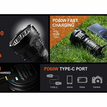 Acebeam X50 2.0 High Intensity USB-C Rechargeable Handheld Searchlight - 45000 Lumens - Uses Built-In 10.8V 4250mAh Li-ion Battery Pack - Cool or Neutral White LEDs