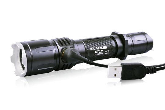 Klarus XT12 Rechargeable Flashlight with CREE XM-L2 U2 LED 930 Lumens - Grey Body - Uses 2 x CR123A or 1 x 18650