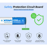 XTAR 14500 1200mAh 3.7V Protected 2.8A Lithium Ion (Li-ion) Button Top Battery
