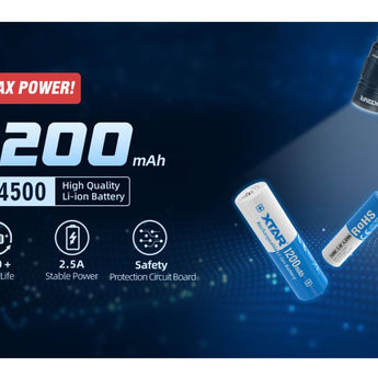 XTAR 14500 1200mAh 3.7V Protected 2.8A Lithium Ion (Li-ion) Button Top Battery