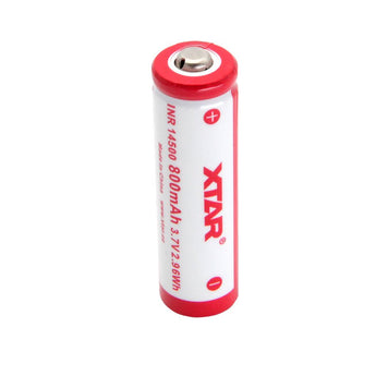 XTAR INR 14500 800mAh 3.7V Unprotected Lithium Ion (Li-ion) Button Top Battery - Boxed