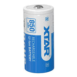 XTAR RCR123A / 16340 850mAh 3.6V Protected Lithium Ion (Li-ion) Button Top Battery - Boxed