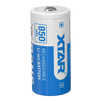 XTAR RCR123A / 16340 850mAh 3.6V Protected Lithium Ion (Li-ion) Button Top Battery - Boxed