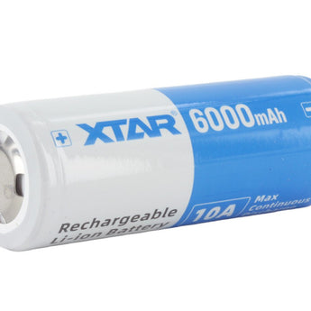 XTAR 26650 6000mAh 3.6V 10A Protected Lithium Ion (Li-ion) Button Top Battery - Boxed