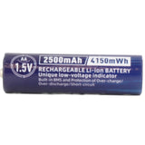 XTAR AA 2500mAh / 4150mWh 1.5V Rechargeable Protected Lithium-Ion Lithium Nickel Manganese Cobalt Oxide (LiNiCoMnO2) Button Top Battery - Bulk