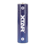 Blue battery with 'Xtar' branding on a white background