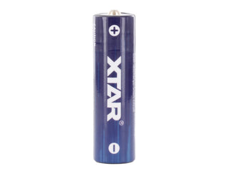 Blue battery with 'Xtar' branding on a white background