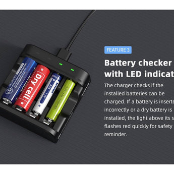 XTAR L4 4-Bay Smart Charger for NiMH and Li-ion AA and AAAs