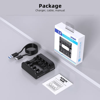 XTAR L4 4-Bay Smart Charger for NiMH and Li-ion AA and AAAs