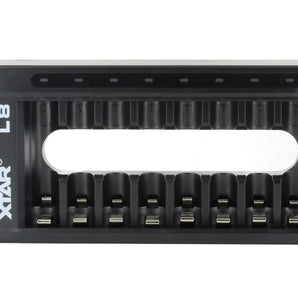 XTAR L8 8-Bay Smart Charger for NiMH and Li-ion AA and AAAs Front View