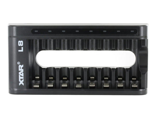 XTAR L8 8-Bay Smart Charger for NiMH and Li-ion AA and AAAs Front View