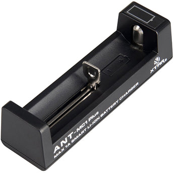 XTAR ANT-MC1 Plus Single-Bay Portable Li-ion Battery Charger with USB Cable - 2016 Version - Fits 10440, 14500, 16340, 17335, 17500, 17670, 18350, 18490, 18500, 18650, 22650, 26650