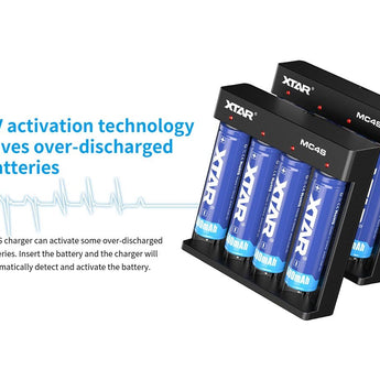 XTAR MC4S 4-Bay Li-ion and NiMH Battery Charger