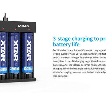 XTAR MC4S 4-Bay Li-ion and NiMH Battery Charger
