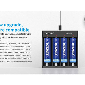 XTAR MC4S 4-Bay Li-ion and NiMH Battery Charger