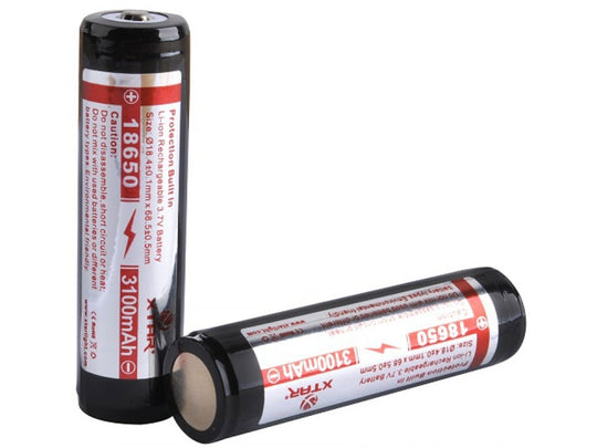 Xtar Panasonic NCR 18650 3100mAh 3.6V Protected High-Drain 3.54A Lithium Ion (Li-ion) Button Top Battery - Boxed