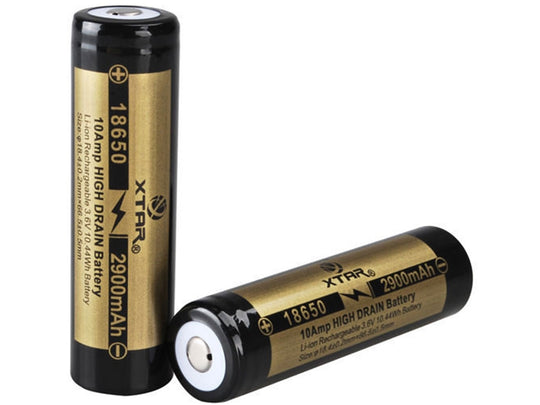 Xtar Panasonic NCR 18650 2900mAh 3.6V Protected High-Drain 10A Lithium Ion (Li-ion) Button Top Battery - Boxed