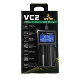 XTAR VC2 2-Bay Smart Battery Charger - LCD Digital Display - Charges 10440, 14500, 14650, 16340, 17500, 17670, 18350, 18500, 18650, 18700, 22650, 25500, 3.6/3.7V Li-ion Batteries
