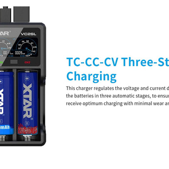 XTAR VC2SL Dual Bay USB Battery Charger  Included Charger  USB