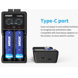 XTAR VC2SL Dual Bay USB Battery Charger  Included Charger  USB