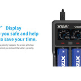 XTAR VC2SL Dual Bay USB Battery Charger  Included Charger  USB
