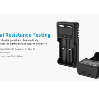 XTAR VC2SL Dual Bay USB Battery Charger  Included Charger  USB