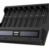 XTAR VC8 8-Channel Smart Charger with LCD Screen for Li-ion, NiMH and NiCd