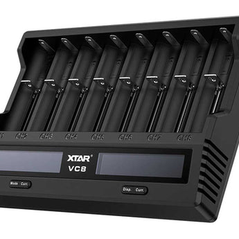 XTAR VC8 8-Channel Smart Charger with LCD Screen for Li-ion, NiMH and NiCd