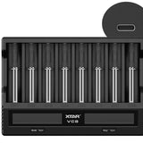 XTAR VC8 8-Channel Smart Charger with LCD Screen for Li-ion, NiMH and NiCd