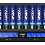 XTAR VC8 8-Channel Smart Charger with LCD Screen for Li-ion, NiMH and NiCd