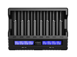XTAR VC8S 8-Channel Smart Charger with LCD Screen for Li-ion NiMH and NiCd