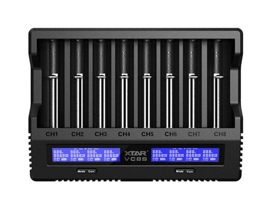 XTAR VC8S 8-Channel Smart Charger with LCD Screen for Li-ion NiMH and NiCd