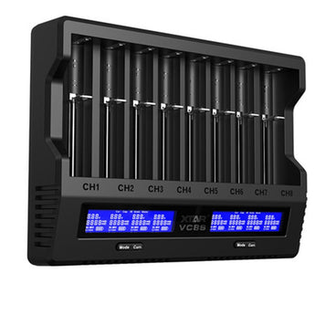 XTAR VC8S 8-Channel Smart Charger with LCD Screen for Li-ion NiMH and NiCd