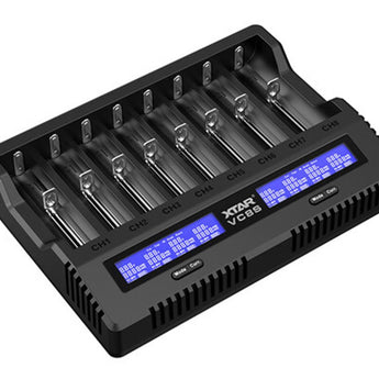 XTAR VC8S 8-Channel Smart Charger with LCD Screen for Li-ion NiMH and NiCd