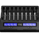 XTAR VC8S 8-Channel Smart Charger with LCD Screen for Li-ion NiMH and NiCd