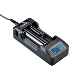 XTAR VP1 2-bay Li-ion Battery Charger with Digital Display - Charges 10440, 16340, 14500, 14650, 17500, 17670, 18350, 18500, 18650, 18700