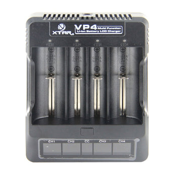XTAR VP4 4-Bay Smart Battery Charger with LCD Digital Display - Charges 10440, 16340, 14500, 14650, 17670, 18350, 18500, 18650, 18700 or 2x 22650, 25500, and 26650 3.6/3.7V Li-ion Batteries