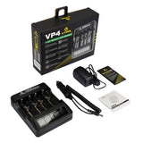 XTAR VP4 4-Bay Smart Battery Charger with LCD Digital Display - Charges 10440, 16340, 14500, 14650, 17670, 18350, 18500, 18650, 18700 or 2x 22650, 25500, and 26650 3.6/3.7V Li-ion Batteries