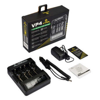 XTAR VP4 4-Bay Smart Battery Charger with LCD Digital Display - Charges 10440, 16340, 14500, 14650, 17670, 18350, 18500, 18650, 18700 or 2x 22650, 25500, and 26650 3.6/3.7V Li-ion Batteries