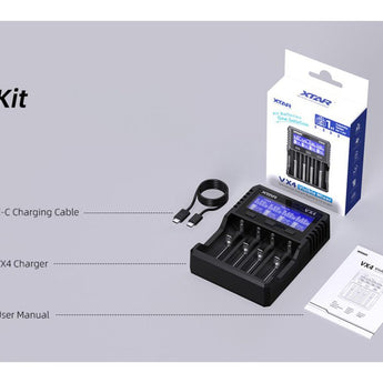 Xtar VX4 Visible Mixer 4-Bay Smart Charger - With or Without PD20W Adapter