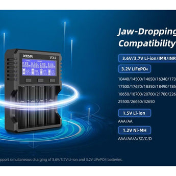 Xtar VX4 Visible Mixer 4-Bay Smart Charger - With or Without PD20W Adapter